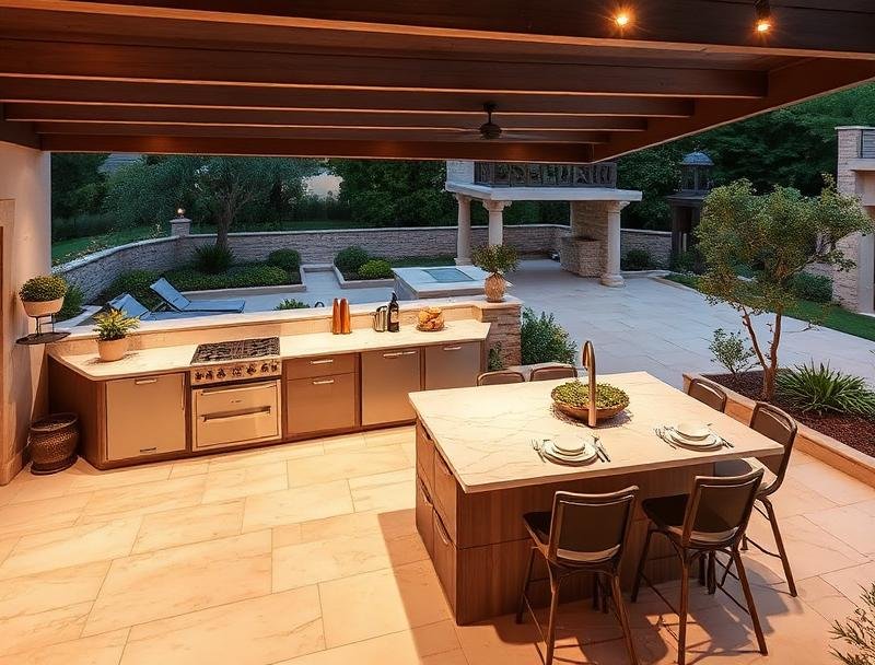 Dijon limestone outdoor kitchens installation