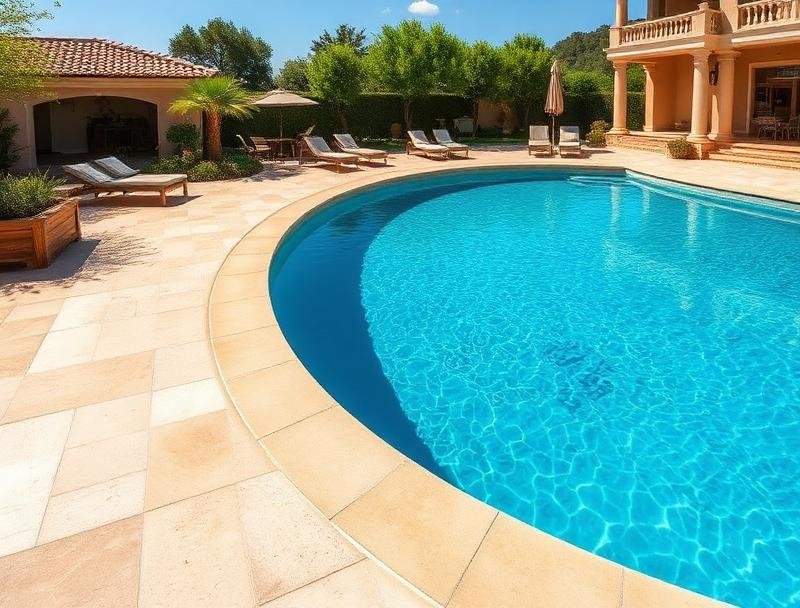 Dijon limestone pool surrounds installation